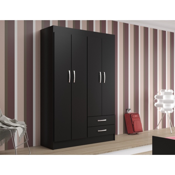 Ropero - Placard - Muebles Web - 4 Puertas - 2 Cajones - Color: Negro - Imagen 3