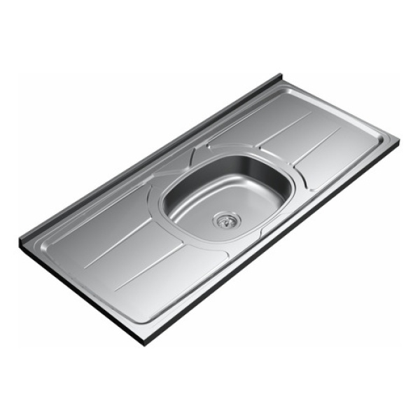 Mesada Pileta De Acero Inoxidable 120 X 053 Con Valvula Color Plateado - Imagen 2