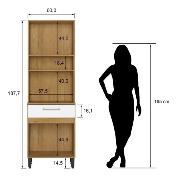 Mueble De Cocina Alacena Aparador Kit 4 Puertas 1 Cajón Muebles Web 2060 Color Blanco/miel - Imagen 2