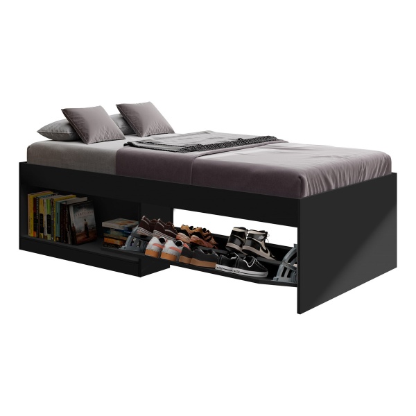 Cama Box Individual 1 Plaza Con Zapatera Y Nicho Dormitorio - Imagen 7