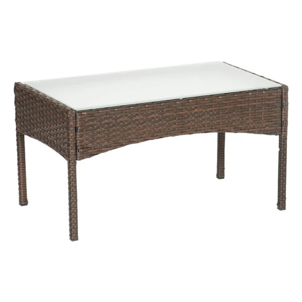 Set Juego De Jardin 4 Piezas Patio Rattan Mesa De Vidrio Color Marrón - Imagen 2