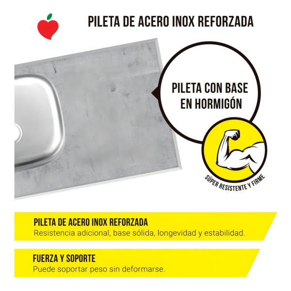 Pileta De Acero Inoxidable Con Base En Hormigón La Tentación Color Inox - Imagen 2