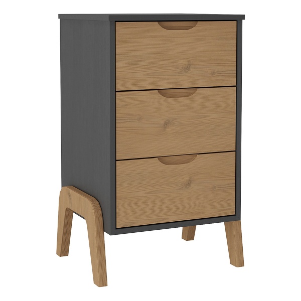 Mesa De Luz Con Patas 3 Cajones Cama Sommier Madera Maciza - Imagen 7