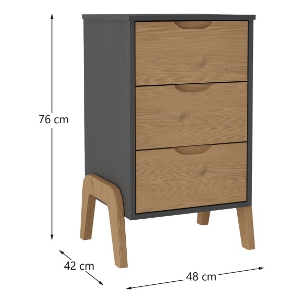 Mesa De Luz Con Patas 3 Cajones Cama Sommier Madera Maciza - Imagen 8