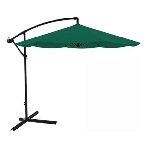 Sombrilla Banana Hierro Jardín Exterior 3mts Impermeable Uv Color Verde Liso - Imagen 2