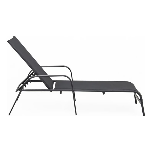 Reposera Camastro Tumbona Con Posiciones Jardin Exterior Color Negro - Imagen 2
