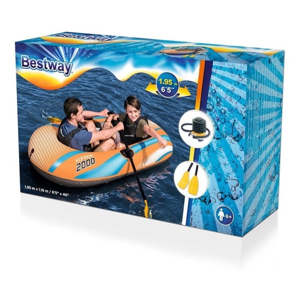 Bote Inflable Para Pileta Piscina Playa Con Remos E Inflador - Imagen 3