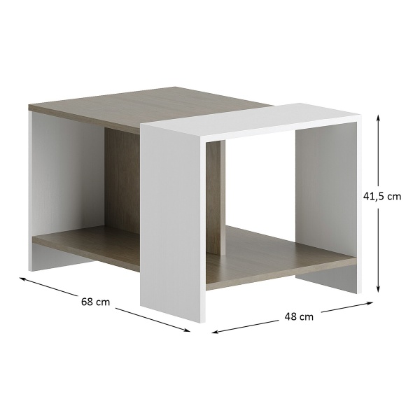 Mesa Ratona Mesita De Centro Estante Auxiliar Living Lateral Color Nogal/blanco - Imagen 4