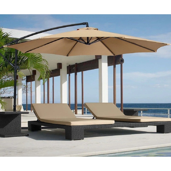 Sombrilla Banana Aluminio Jardín Exterior 3mt Impermeable Uv Color Khaki - Imagen 2