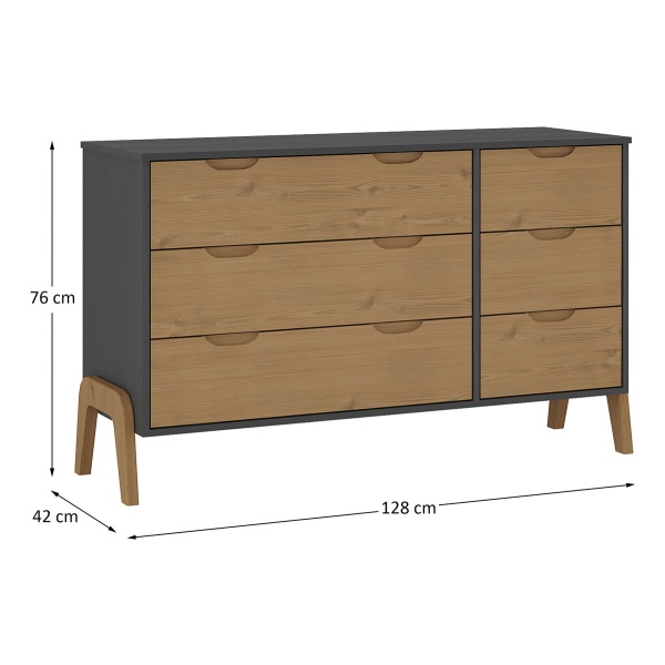 Comoda Cajonera Guardaropa 6 Cajones Con Patas Dormitorio - Imagen 8