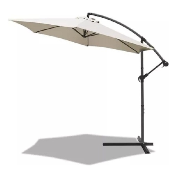 Sombrilla Banana Hierro Jardín Exterior 3mts Impermeable Uv Color Crema Liso - Imagen 2