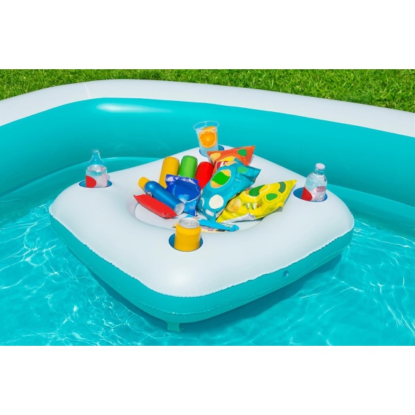 Piscina Inflable 2.18mts Alberca Hinchable Cuadrada Familiar Consola Con Portavasos Isla Con Posavasos Bestway 54446 737lt Sippin Summer Family Pool - Imagen 5