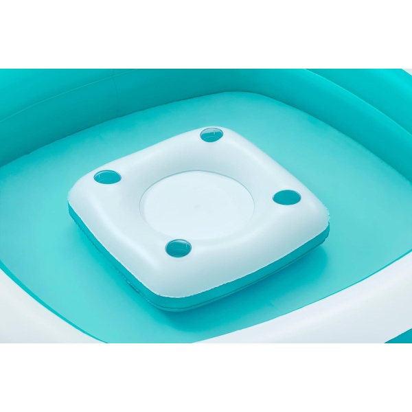 Piscina Inflable 2.18mts Alberca Hinchable Cuadrada Familiar Consola Con Portavasos Isla Con Posavasos Bestway 54446 737lt Sippin Summer Family Pool - Imagen 2