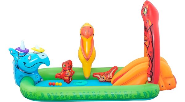 Centro De Juegos Con Pelotas Y Tobogan Piscina Inflable Infantil Alberca Hinchable Bestway Jurassic Splash 53160 190lt - Imagen 2