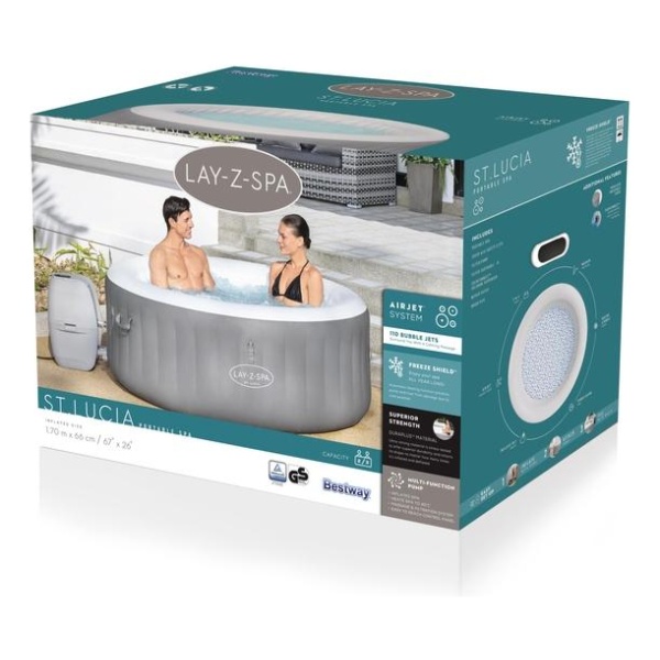 Spa Inflable St.lucia Airjet Marca Bestway Modelo 60037 Lay-z-spa Hidromasaje 605 Litros - Imagen 3