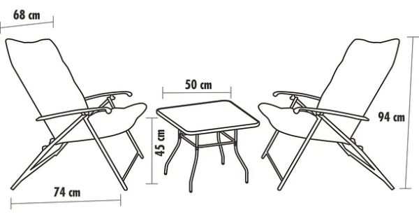 Juego De Jardin Balcon Patio Sillas Plegables Mesa Ratona - Imagen 2