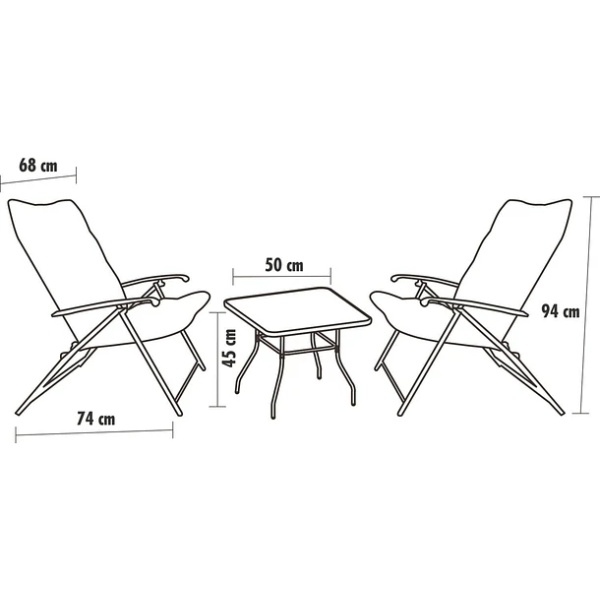 Juego De Jardin Balcon Patio Sillas Plegables Mesa Ratona - Imagen 2