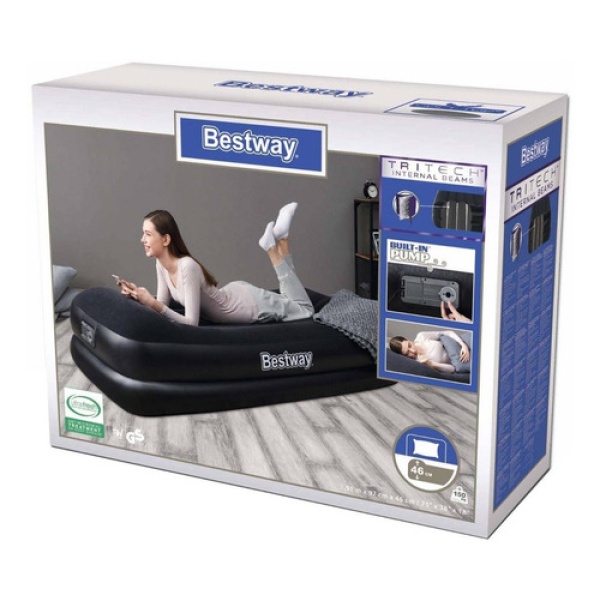 Colchón Eléctrico Inflable 1 Plaza Bestway Color Negro - Imagen 2