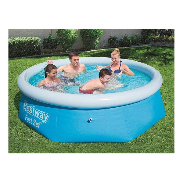 Pileta Inflable Redonda Bestway Fast Set 57265 De 2.44m X 66cm 2301l Azul Caja - Imagen 3