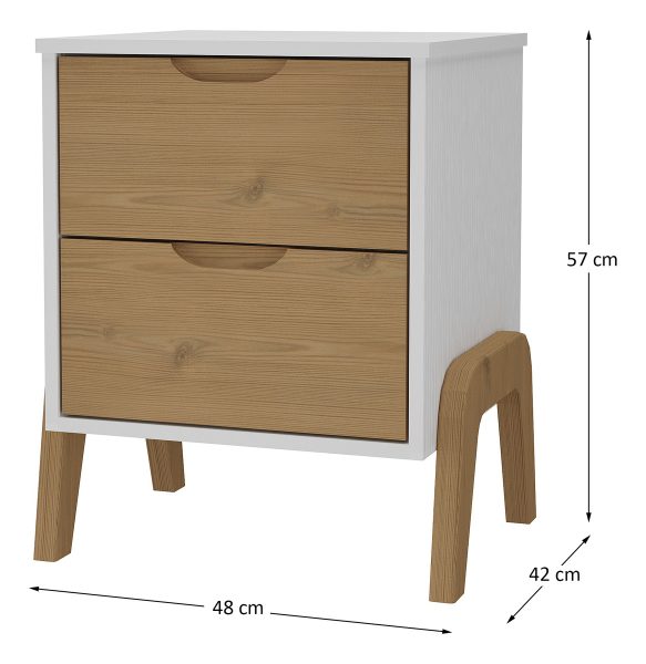 Mesa De Luz Con Patas 2 Cajones Cama Sommier Madera Maciza - Imagen 11