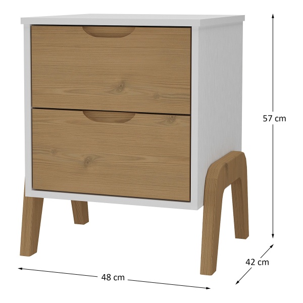 Mesa De Luz Con Patas 2 Cajones Cama Sommier Madera Maciza - Imagen 11