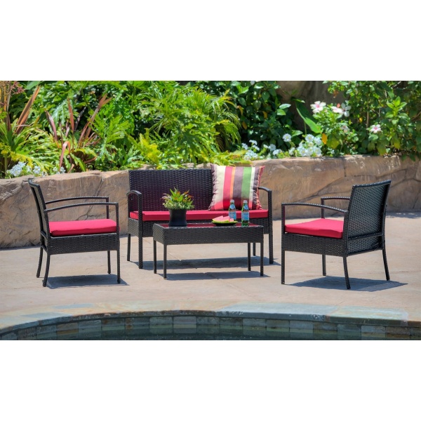 Juego Jardin Ratan Mesa Sillón 2 Cuerpos Butacas Almohadones - Imagen 2