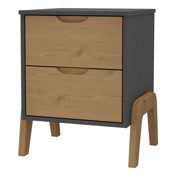 Mesa De Luz Con Patas 2 Cajones Cama Sommier Madera Maciza - Imagen 3