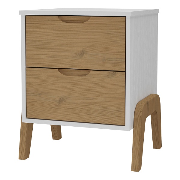 Mesa De Luz Con Patas 2 Cajones Cama Sommier Madera Maciza - Imagen 10