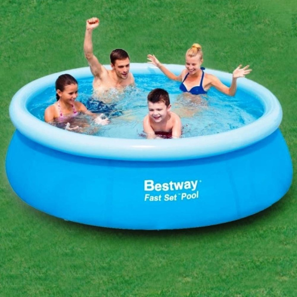 Pileta Inflable Redonda Bestway Fast Set 57265 De 2.44m X 66cm 2301l Azul Caja - Imagen 6