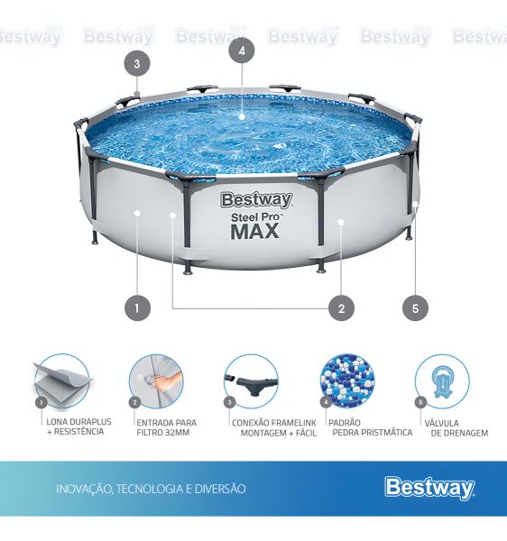 Piscina Estructural Bestway Steel Pro Max 4678 Litros Gris - Imagen 2