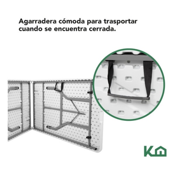 Mesa Plegable 1.80 Mts Portatil Portafolio Eventos Jardin Color Blanco - Imagen 4
