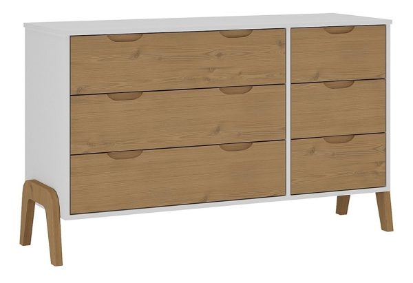 Comoda Cajonera 6 Cajones Madera V Mueble Dormitorio Lcm Color Blanco/miel - Imagen 6