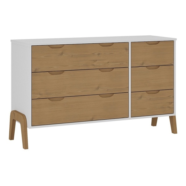 Comoda Cajonera 6 Cajones Madera V Mueble Dormitorio Lcm Color Blanco/miel - Imagen 6