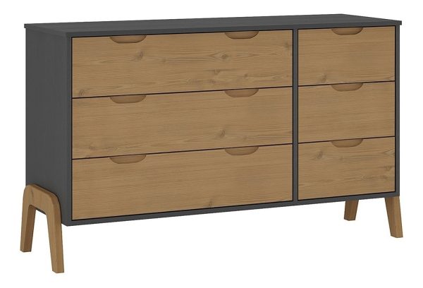 Comoda Cajonera 6 Cajones Madera V Mueble Dormitorio Lcm Color Grafito/miel - Imagen 6