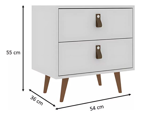 Mesa De Luz Cabecera Padua Nordica Cajones Dormitorio Acabado Mate Color Blanco - Imagen 5