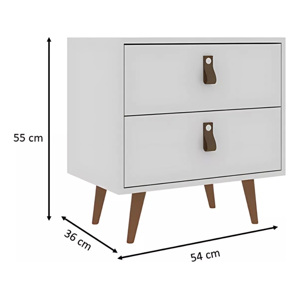 Mesa De Luz Cabecera Padua Nordica Cajones Dormitorio Acabado Mate Color Blanco - Imagen 5