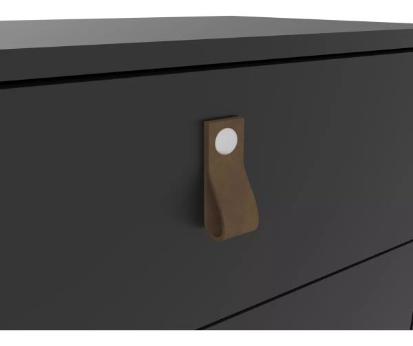 Mesa De Luz Cabecera Padua Nordica Cajones Dormitorio Acabado Mate Color Negro - Imagen 4