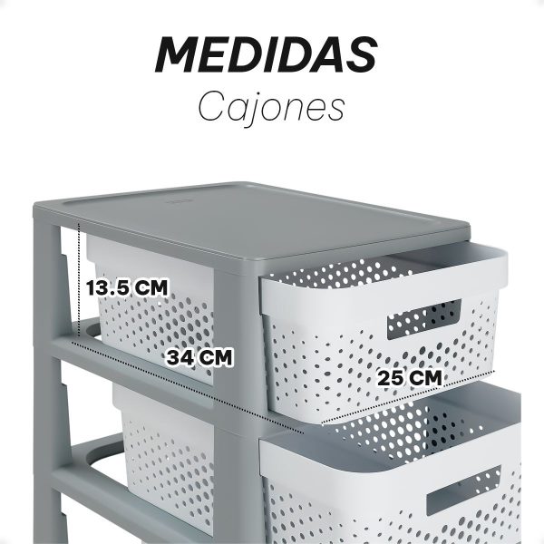 Gaveta Cajonera Plastica 4 Cajones Con Ruedas Color Gris - Imagen 7