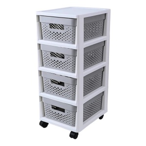 Gaveta Cajonera Plastica 4 Cajones Con Ruedas Color Gris