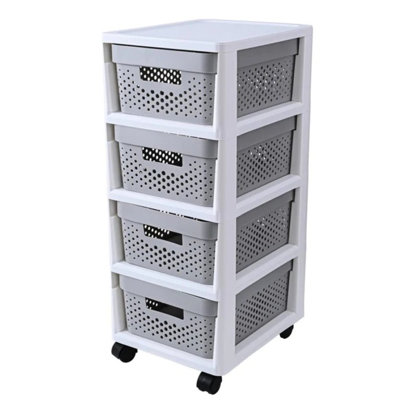 Gaveta Cajonera Plastica 4 Cajones Con Ruedas Color Gris
