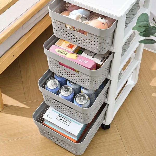 Gaveta Cajonera Plastica 4 Cajones Con Ruedas Color Gris - Imagen 4