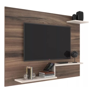 Panel Para Televisor - Rack Tv De Pared - Milenio - Modelo: Denver - Color: Nogueira/off White
