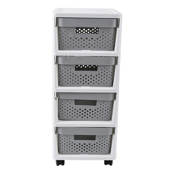 Gaveta Cajonera Plastica 4 Cajones Con Ruedas Color Gris - Imagen 6