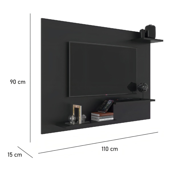 Panel Para Televisor - Rack Tv De Pared - Milenio - Modelo: Denver - Color: Negro - Imagen 3
