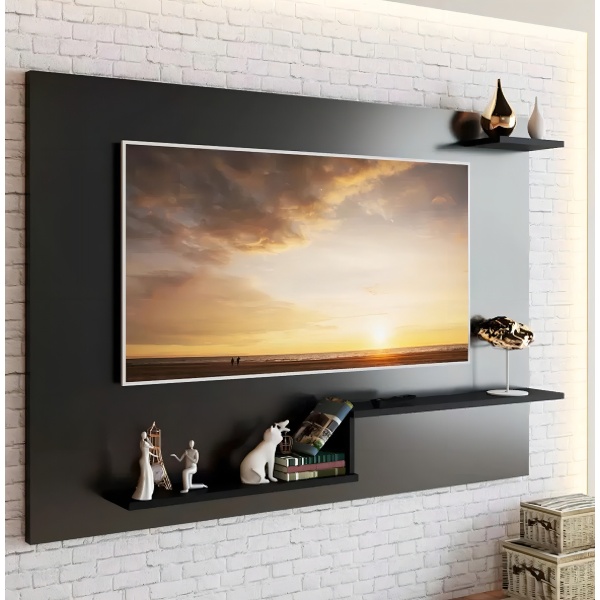 Panel Para Televisor - Rack Tv De Pared - Milenio - Modelo: Denver - Color: Negro - Imagen 2