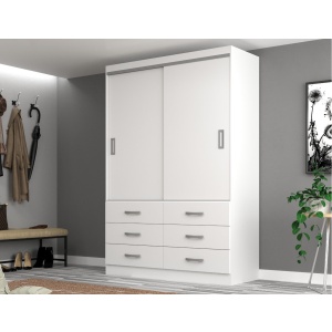 Ropero Placard Armario Puertas Corredizas Estante Dormitorio Color Blanco