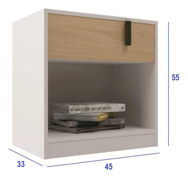 Mesa De Luz Dormitorio 1 Cajón Estante Cabecera Muebles Web - Imagen 3