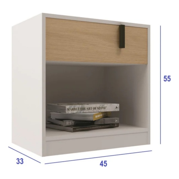 Mesa De Luz Dormitorio 1 Cajón Estante Cabecera Muebles Web - Imagen 3