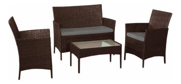 Juego De Jardín Rattán Mesa + Sillón 2 Butacas + Sombrilla - Imagen 5