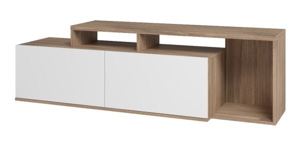 Rack Modular Para Tv 50' Con Puertas Y Nicho Estilo Nordico Eames Color Blanco - Imagen 2